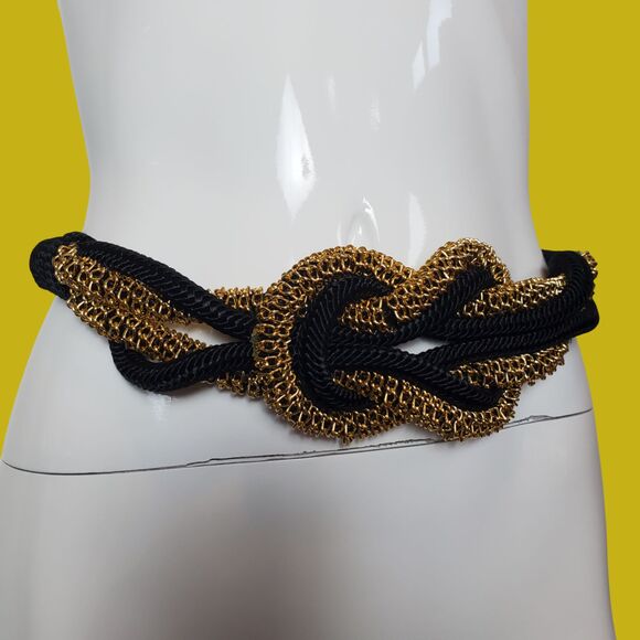 Vintage 80s Black and Gold Rope Belt main image 4